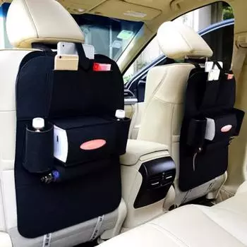 Войлочная сумка для хранения на спинке автомобильного сиденья, карманы, подвесной многофункциональный органайзер для транспортных средств чёрный