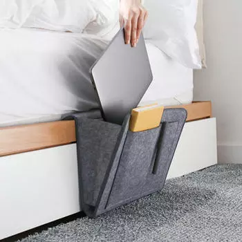 Войлочная сумка для хранения вещей на прикроватной тумбочке, сумка для стола, дивана, пульта дистанционного управления телевизором, подвесная полка для хранения вещей на диване, держатель для кровати One Size темно-серого