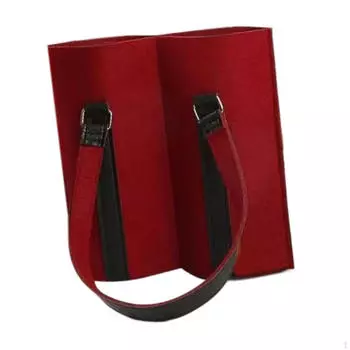 Войлочная сумка для вина, переноска для бутылок, портативная сумка, ручная работа 2 Bottles Red