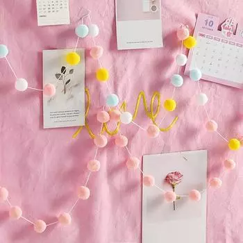 Войлочный шар, украшение на нитку, украшение для комнаты для девочек, подвесной шар для волос, декор для детской комнаты, гирлянда, помпон, скандинавское украшение для детской комнаты