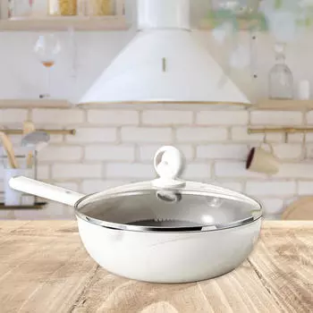 Вок с антипригарным покрытием и крышкой, диаметр посуды 28 см, сковорода для омлета, сковорода для жарки с перемешиванием, для всех видов электроприборов