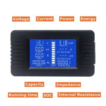 Вольтметр постоянного тока Амперметр Мощность Цифровой измеритель энергии ЖК-дисплей DC 60-200 В 10A/50A/100A/200A/300A Шунт