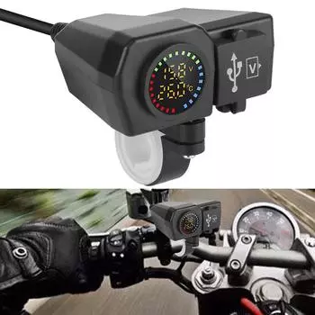 Вольтметр термометр USB Type-C быстрая зарядка автомобильные детали мотоциклетное зарядное устройство разъем 36 Вт цифровой дисплей мотоцикл QC3.0 PD зарядное гнездо QC чёрный