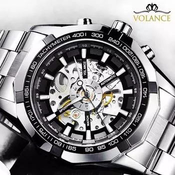 Volanche Мужские наручные часы Роскошный дизайн Автоматические мужские часы, популярные корейские часы