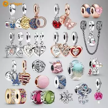 Volayer S925 серебряные бусины перо облако ласточка красная божья коровка боксерская перчатка подвески подходят для оригинальных браслетов