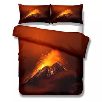 Volcano Erupting Bedding Set King Queen Double Full Twin Single Size Duvet Cover Pillow Case Bed Linen Set 265x228cm