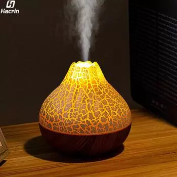 Volcano Humidifier USB Air Humidifier Diffuser 300ml Desktop Water Humidifier for Home Room Water Mist Diffuser with Night Lamp чёрный