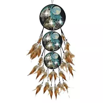 Волчьи перья ветряная музыка алмазная живопись домашний декор кристалл подвесной домашний настенный декор 5D DIY алмазная живопись точки кулон FL035