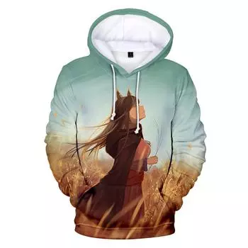 Волчица и пряности аниме толстовки женские мужские 3D принты с капюшоном толстовка модная уличная одежда свитер спортивный костюм одежда S