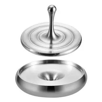 Волчки для взрослых, настольные игрушки для руководителей, бесконечная волчка с подставкой, (Нержавеющая сталь, 40 мм, набор волчков Тотем, подставка, дорожный футляр 4x4x2.8cm серебряный