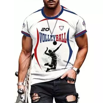 Волейбольные майки Футболки для мужчин и женщин Футболки с 3D-принтом Bounce The Ball Свободные топы с круглым вырезом Спортивная форма Футболки с короткими рукавами XXS