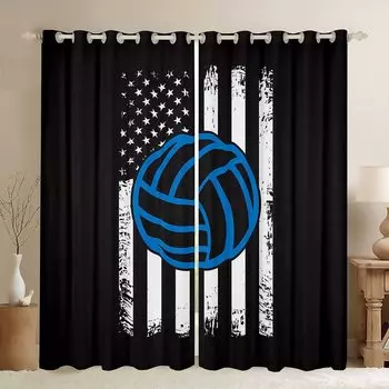 Волейбольные шторы Спортивные игровые шторы Шторы для детей Мальчики Девочки Спальня Абстрактные оконные шторы Затемняющие шторы W55 X H120cm X 2&HOOK