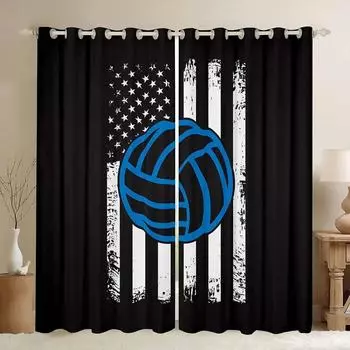 Волейбольные шторы Спортивные игровые шторы Шторы для детей Мальчики Девочки Спальня Абстрактные оконные шторы Затемняющие шторы W55 X H120cm X 2&HOOK