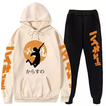 Волейбольные толстовки для мальчиков, комплекты брюк, костюм аниме, толстовка, уличная одежда для мужчин и женщин, пуловер, спортивный костюм, спортивная одежда, весна-осень XS белый