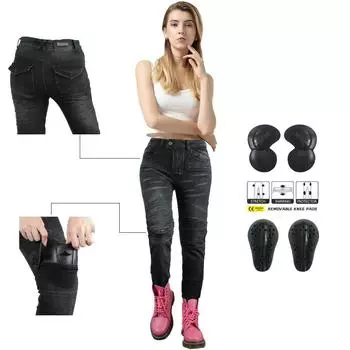 VOLERO + мотоциклетные джинсовые велосипедные брюки для женщин + гоночные брюки с защитой от падения + мотоциклетные брюки велосипедные брюки + модернизированное защитное снаряжение L серый