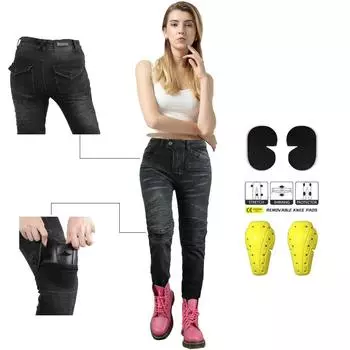 VOLERO + мотоциклетные джинсовые велосипедные брюки женские повседневные гоночные брюки с защитой от падения + мотоциклетные брюки велосипедные брюки L чёрный