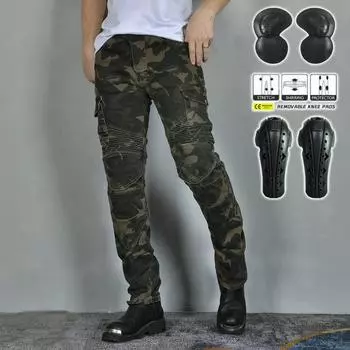 VOLERO + мотоциклетные джинсы + брюки для езды на мотоцикле, рабочая одежда с несколькими карманами, гоночные брюки с защитой от падения, расширенная защита 4XL зелёный