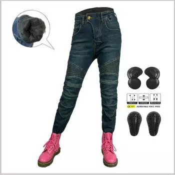 VOLERO мотоциклетные джинсы для женщин езда + брюки с высокой талией для езды на мотоцикле + бархатные водонепроницаемые теплые и непромокаемые брюки M чёрный