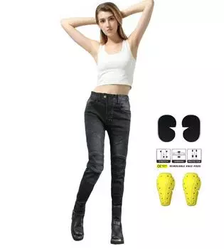 VOLERO + мотоциклетные джинсы женские + брюки для гонок на мотоцикле, эластичные брюки для защиты от падения в стиле ретро + обычные защитные очки 3XS серый