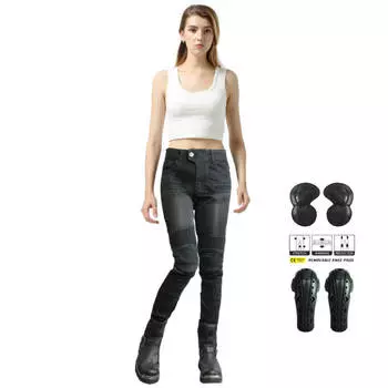 VOLERO + мотоциклетные противоосенние брюки + мотоциклетные джинсы для женщин + дышащие мотоциклетные велосипедные брюки + расширенное защитное снаряжение 25 чёрный