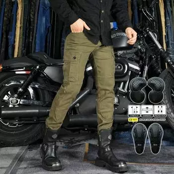 VOLERO + VOLERO + брюки для езды на мотоцикле, мужские + ретро для отдыха, мотоциклетные пригородные брюки с завязками на ногах, рабочая одежда, брюки с защитой от падения 4XL зелёный