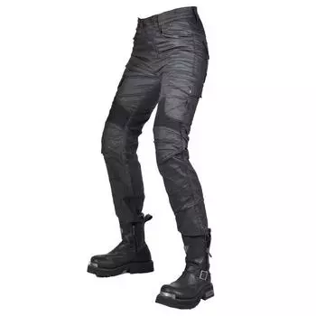 VOLERO + VOLERO + мотоциклетные джинсы, женские мотоциклетные брюки в стиле ретро с покрытием, повседневная рабочая одежда, велосипедные брюки с несколькими сумками XXS чёрный