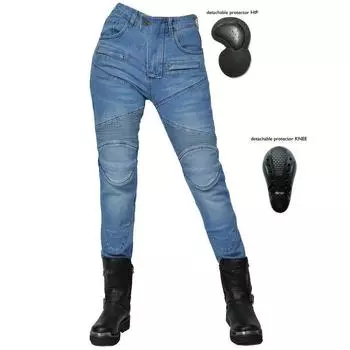 VOLERO + женские облегающие джинсы + брюки для езды на мотоцикле, повседневные мотоциклетные брюки для гонок по бездорожью с защитой от падения L синий