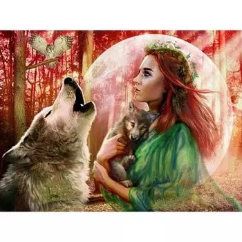 Волк DIY 5D Алмазная картина Полный круглый горный хрусталь Картины животных Алмазная вышивка Мозаика Домашний декор Full Round 20x25CM