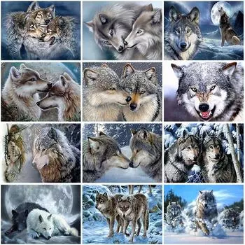 Волк DIY 5D алмазов картина вышивки крестом комплект полный круглый смолы животных Алмазная вышивка волки мозаика горный хрусталь домашний декор Full Round 20x30CM