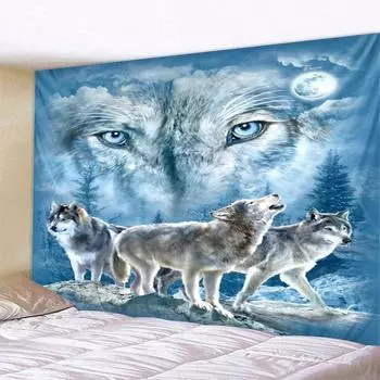 Волк креативный гобелен настенное украшение тигр лев узор гобелены домашний текстиль стены богемное украшение Tapiz 90x75cm