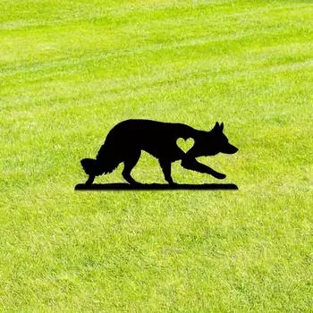 Волк Собака Садовый Колышек Железный Художественный Силуэт Металлический Двор Знак Креативный Уличный Двор и Садовое Украшение светло-серый