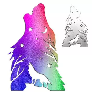 Волк воет под ночным небом, дизайн, металлические штампы, сделай сам, скрапбукинг, тиснение, трафарет, бумага, шаблон для альбома серебряный