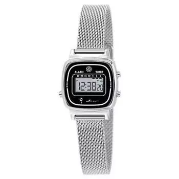 [Volkswagen] женские черные электронные часы с сетчатым ремешком для рождения, ретро электронные часы, популярные корейские часы