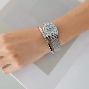 [Volkswagen] Женские [Volkswagen] Ретро сетчатые квадратные электронные часы, популярные корейские часы