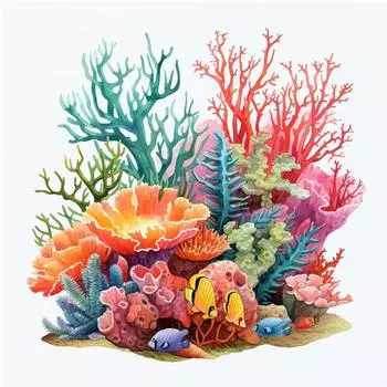 Vollstndiger Stickgarn aus ko-Baumwolle 14 CT beruckter Korallenfisch Kreuzst