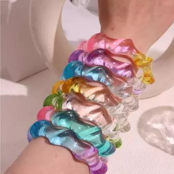 Волна градиент акриловый браслет богемный ретро кольцо на руку темперамент желе цвета широкий браслет подарок зелёный/прозрачный