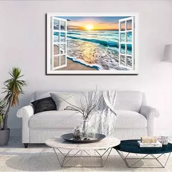 Волна, холст, настенные художественные фотографии, закат, океан, природа, пейзаж, постер, оконный стиль, украшение, живопись для домашнего декора, декор комнаты 21cm30cm NoFrame