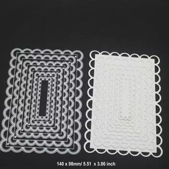 Волна Кружева Прямоугольник Высечки Металлический Трафарет DIY Скрапбукинг Альбом Карты Тиснение Ремесло Высечки Рамка