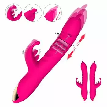 Волна языка Вибрация точки G Телескопический массаж Язык Лизание AV Вибратор Женская мастурбация Палочка Товары для взрослых Rose Red /Boxed