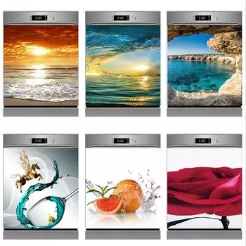 Волна воды, белые наклейки для посудомоечной машины, самоклеящиеся наклейки на дверь, обои, кухонные аксессуары, аксессуары для домашнего декора 45X82cm 18X32inch