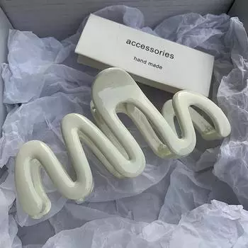 Волна Заколка Для Волос Коготь Женщины Красочные Элегантные Моды белый