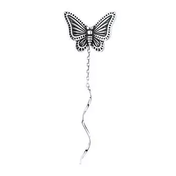 Волнистая линия уха бабочки ретро бабочка без отверстий для ушей можно носить клипсы металлические имитация серебра серьги