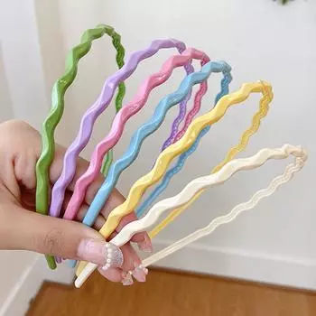 Волнистая повязка на голову для ребенка, повязка на голову Candygirl для девочки, повязка на голову ярких цветов, тонкая повязка на голову, нескользящий пластиковый обруч для волос горячий розовый