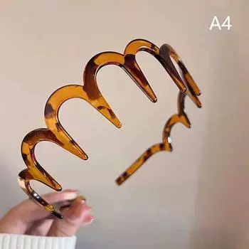 Волнистая повязка на голову Коричневая смола Волнистая зубчатая повязка Тонкая Нескользящая Женская Расческа для волос для макияжа Зигзагообразная лента Зубчатая повязка