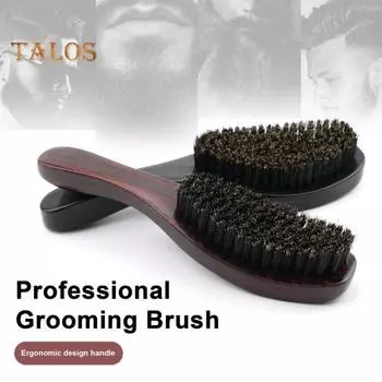 Волнистая щетка для мужчин, деревянная щетка для бороды, щетина, щетка для волос, аксессуар для укладки бороды для дома, салона, путешествий чёрный