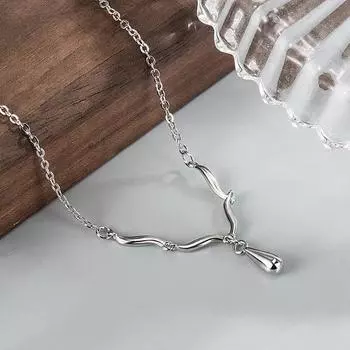Волнистое ожерелье с каплями воды для женщин, легкая роскошь, холодный стиль, модное, универсальное, милое, простое, глянцевая цепочка на ключицу