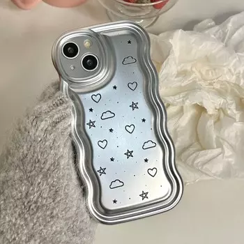 Волнистые облака звезды Ins Jane блестящий рельефный противоударный чехол для телефона для Iphone 11 12 Promax 14 Pro Max 13promax милый мультяшный чехол Капа For iphone 14pro