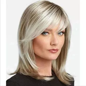 Волнистые парики средней длины, женский парик с челкой, светло-русый парик для повседневного использования, вечерние косплей, синтетические парики, парик из термостойкого волокна светлый