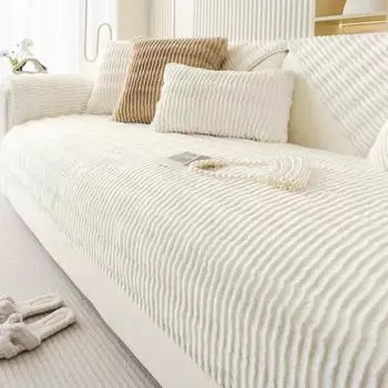 Волнистые полосы утолщенный имитация меха кролика плюшевый чехол для дивана нескользящий чехол для дивана полотенце для гостиной одеяло для дивана A 70x70