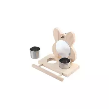 Волнистые попугайчики Нержавеющая сталь Миска для воды Платформа Подвесная игрушка для птиц Кормушки Зеркало для попугаев Клетка Жердочка естественный